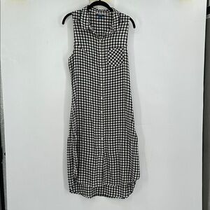 Kavu Brighton Shirt Dress Gingham Plaid Button Front Sleeveless Tank Medium